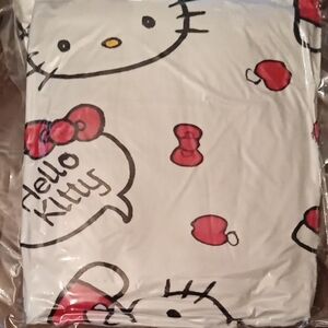Hello Kitty White And Pink Bows And Apples Print Throw Blanket